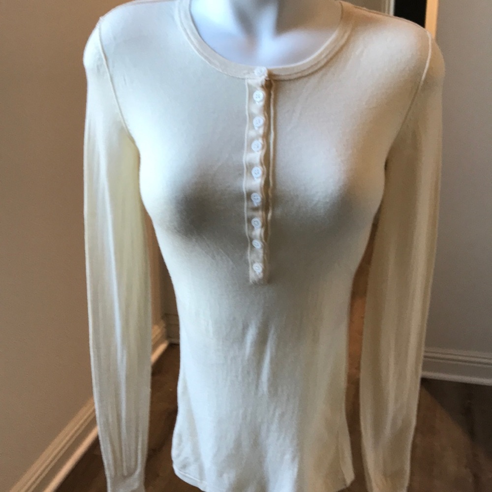 Inhabit merino wool long sleeve cream T-shirt